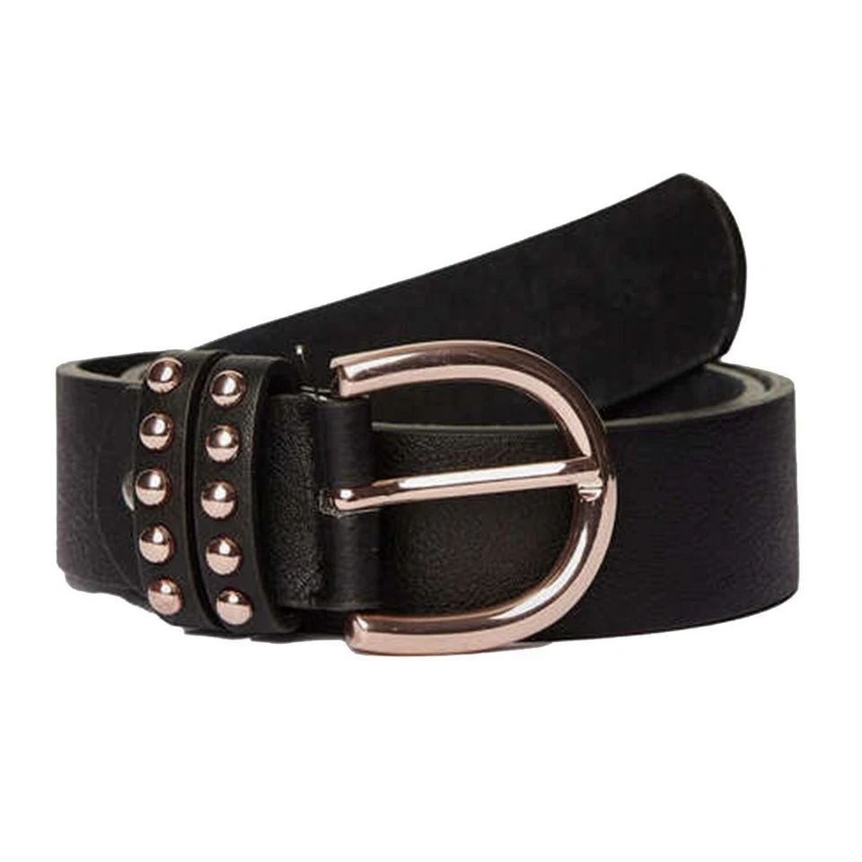 Womens Leather Belt With Rose Gold Detailing Black 3 Womens Leather Belt With Rose Gold Detailing Black - Image 3