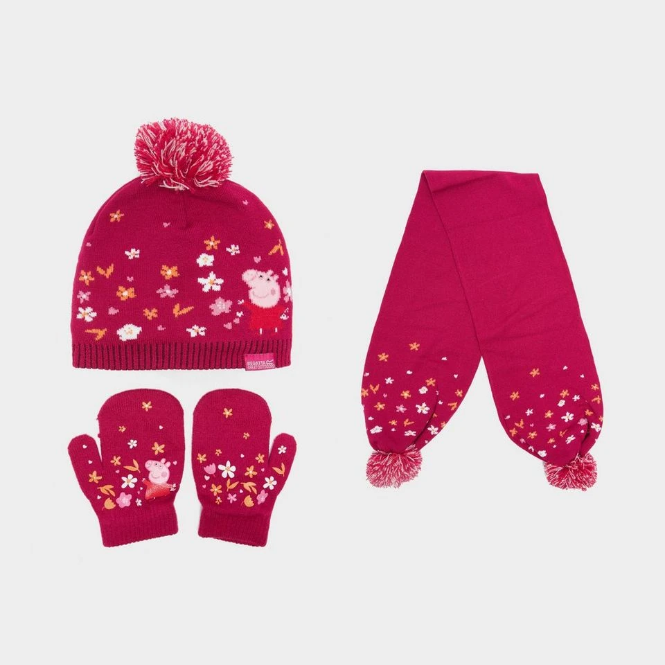 Regatta Peppa Pig Knitted Pom Pom Hat Scarf And Glove Set 1 Regatta Peppa Pig Knitted Pom Pom Hat Scarf And Glove Set